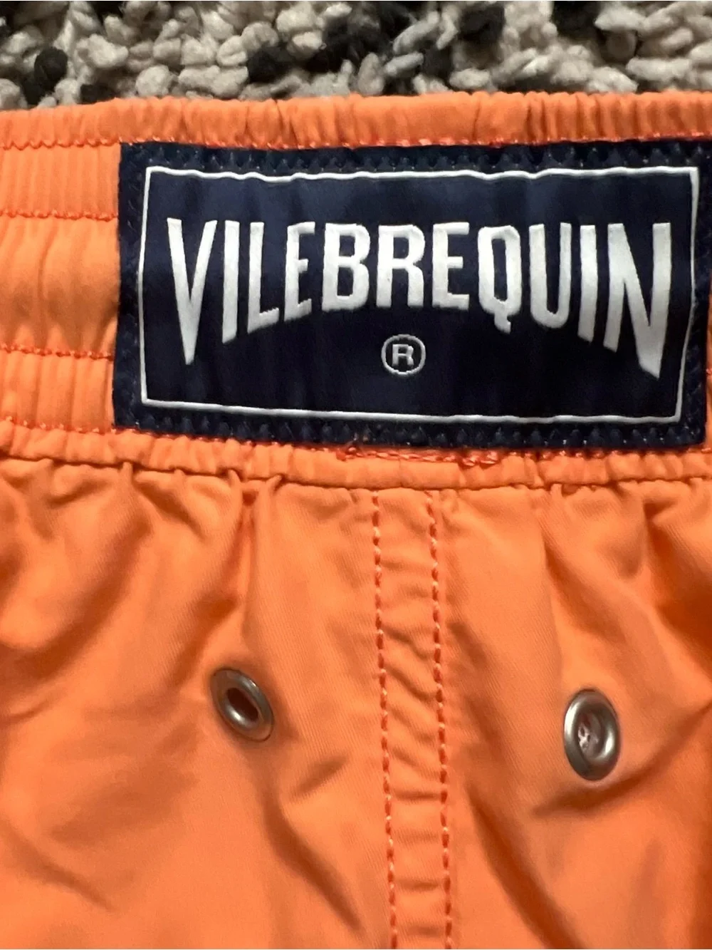 Vilebrequin Men’s Swim Trunk Shorts 5” Inseam Orange Drawstring Stretch Waist
